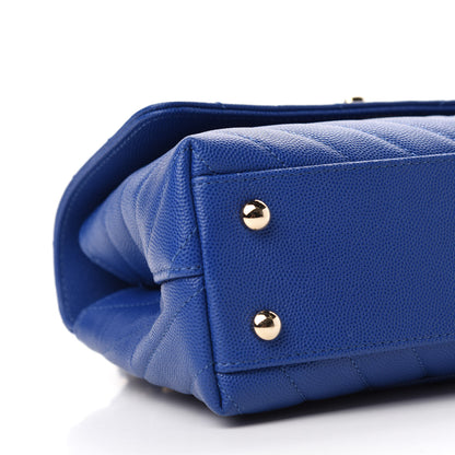 Chanel Caviar Chevron Quilted Mini Coco Handle Flap Blue 6 of 11