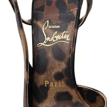 Christian Louboutin Calfskin Leopard Jenlove Alta 120 Pumps 36.5 Brown 7 of 8