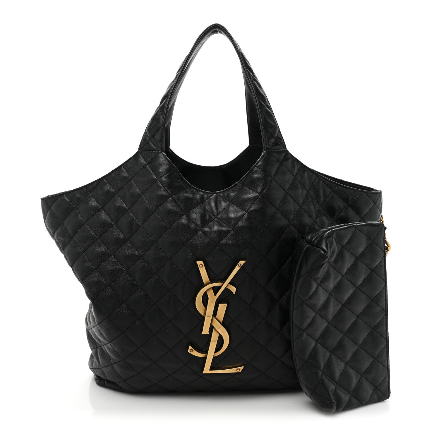 Saint Laurent Lambskin Quilted Maxi Icare Shopping Tote Black 3 of 17