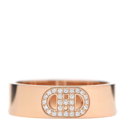 Hermes 18K Rose Gold Diamond PM H D'Ancre Ring 52 6 1 of 5