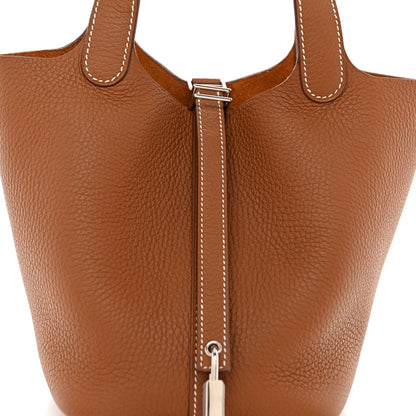 Hermes Taurillon Clemence Picotin Lock 18 PM Gold 7 of 9