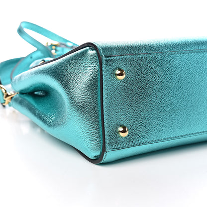 Burberry Metallic Soft Grain Calfskin Small Buckle Tote Emerald 15 of 18