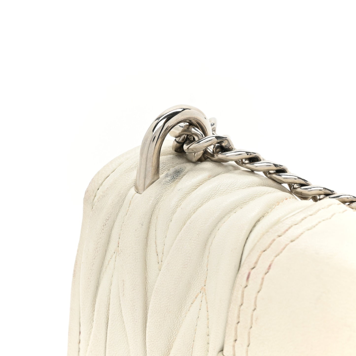 Nappa Matelasse Crystal Embellished Lady Shoulder Bag White