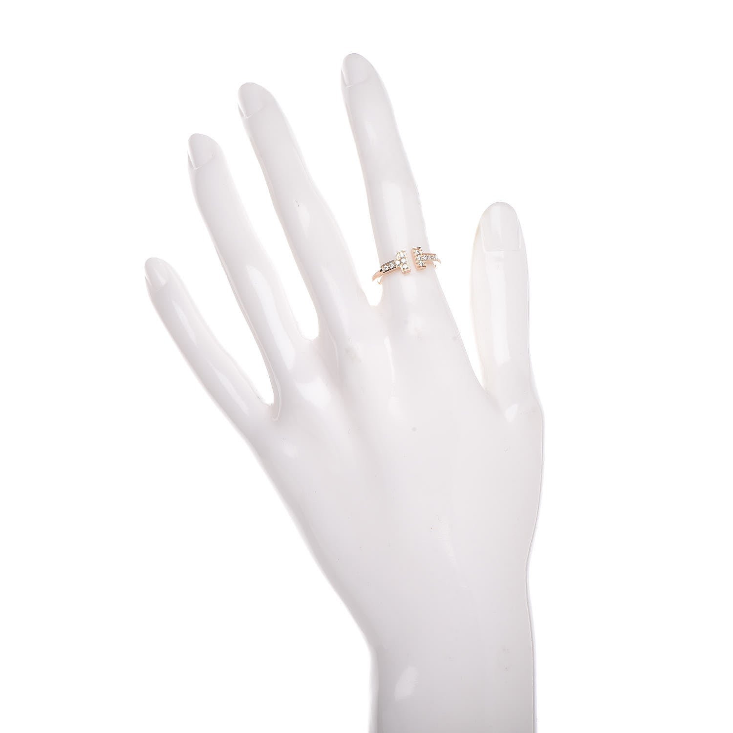 Tiffany 18K Rose Gold Diamond T Wire Ring 49 5 2 of 6