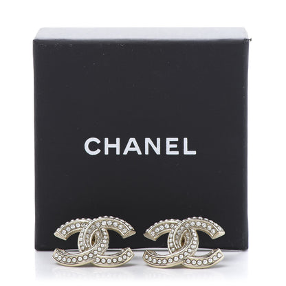 Chanel Crystal Pearl Chain Mania CC Earrings Gold 5 of 5