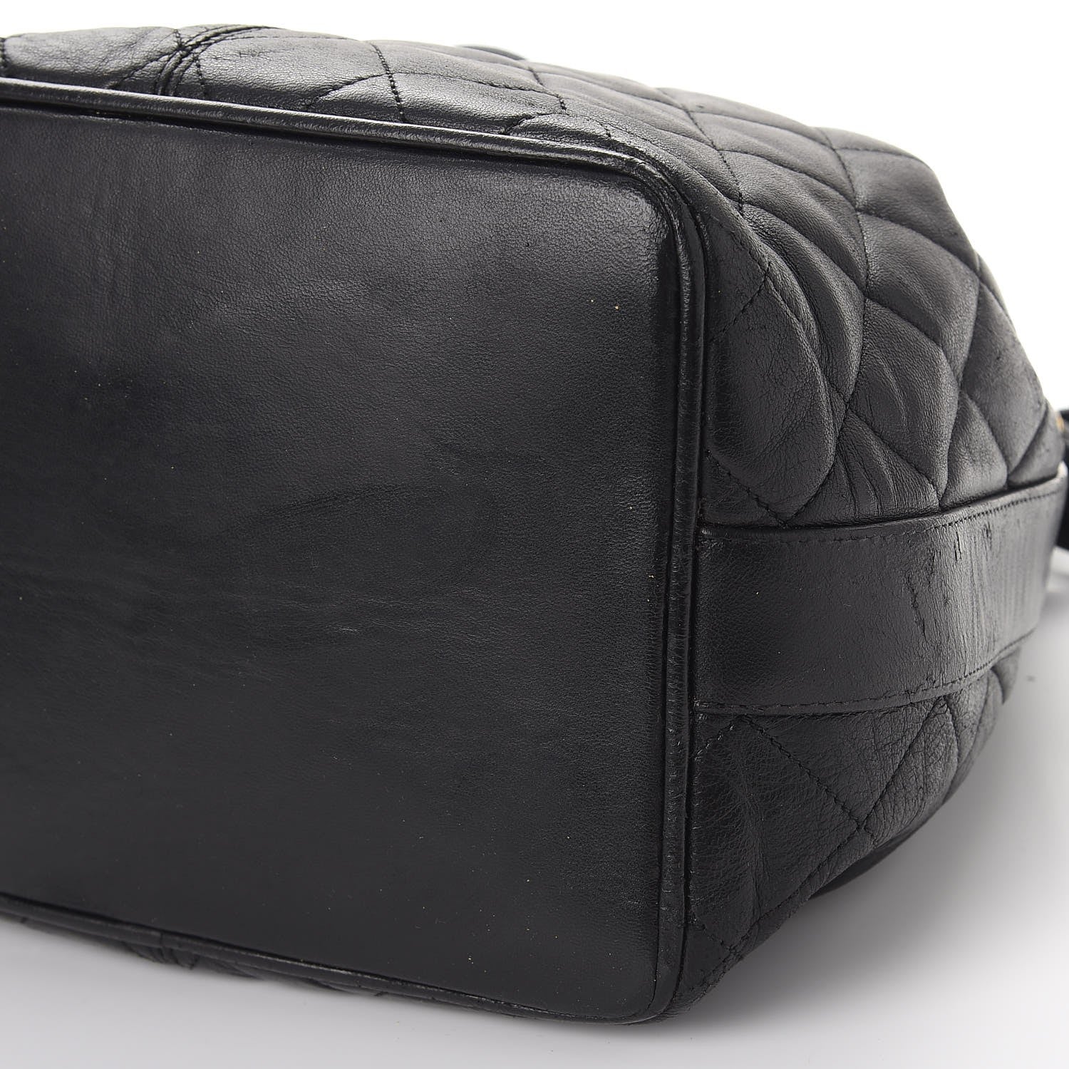 Chanel Lambskin Quilted Drawstring Bag Black 28 of 39