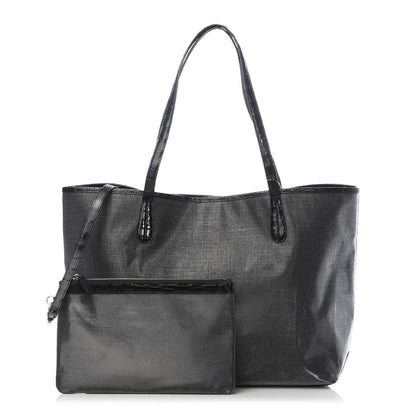 Nancy Gonzalez Coated Linen Crocodile Medium Erica Shopper Tote Black 1 of 12
