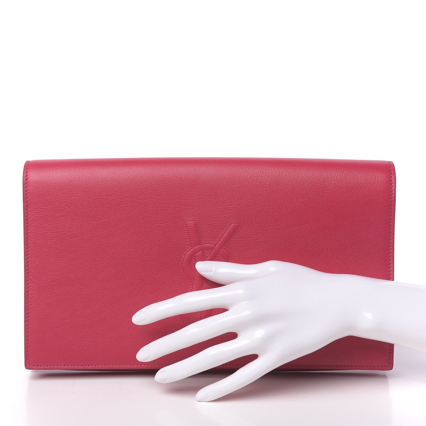 Calfskin Monogram Large Belle De Jour Clutch Lipstick Fuchsia