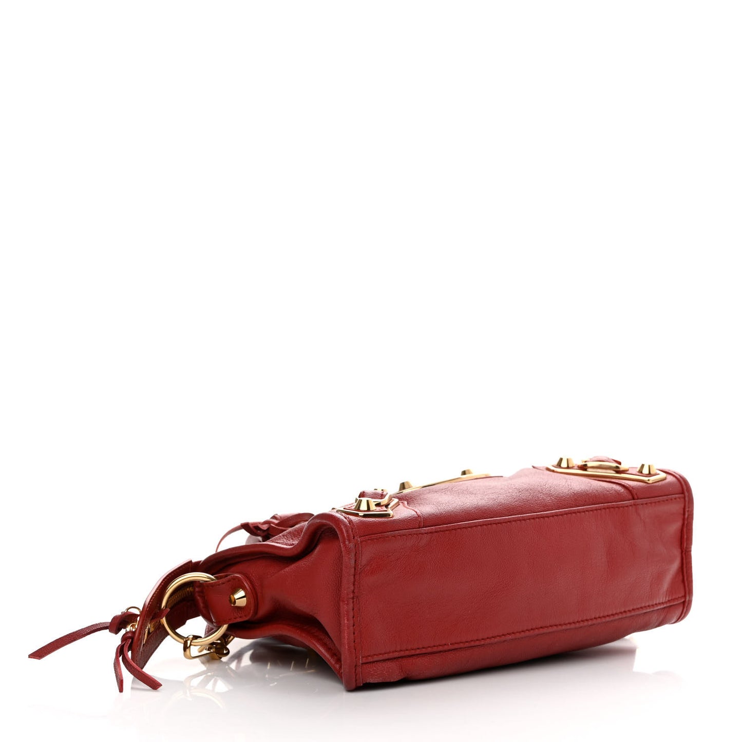 Chevre Gold Metallic Edge Hardware Mini City Rouge Brique Rouge Grenade