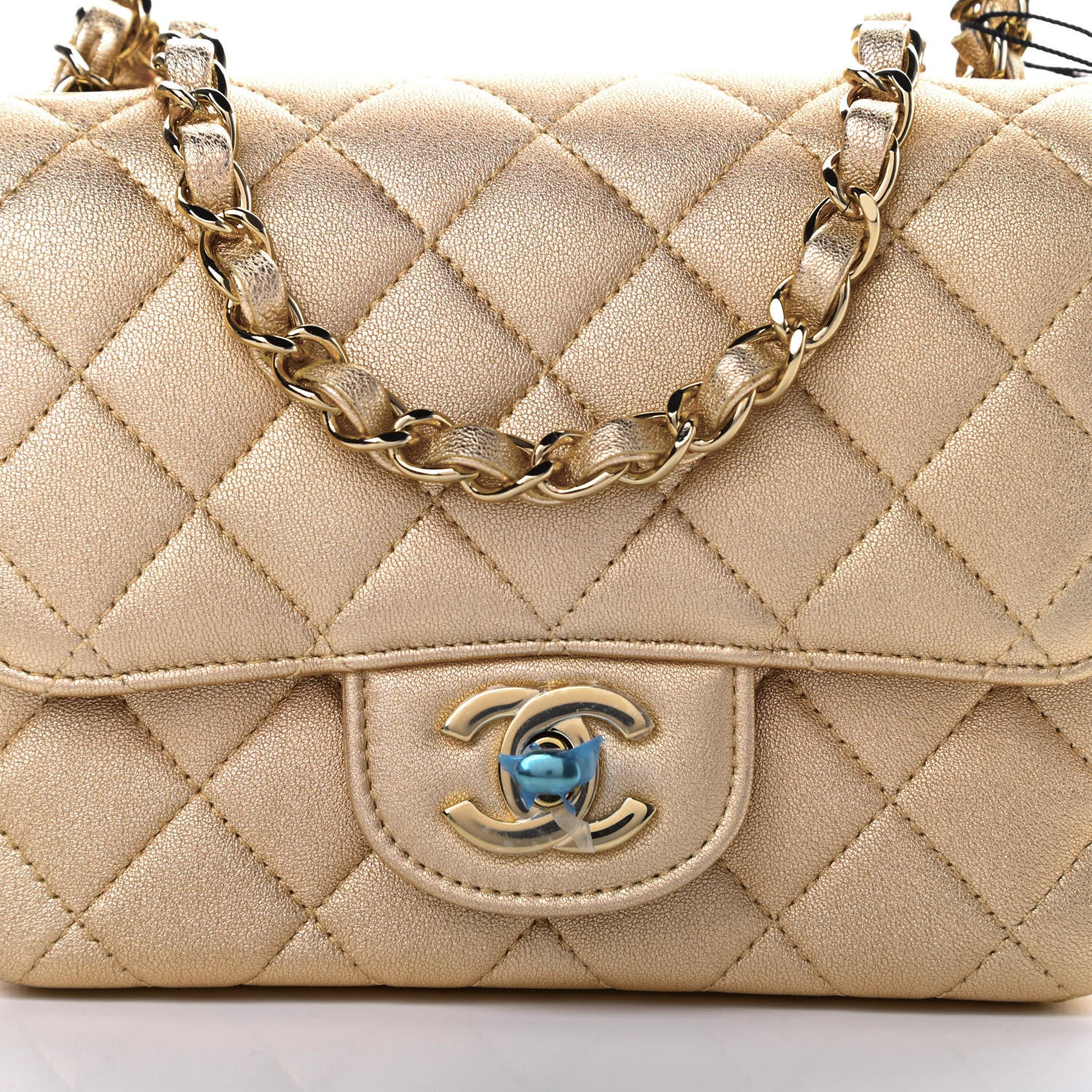 Chanel Metallic Lambskin Quilted Mini Square Flap Gold 8 of 11