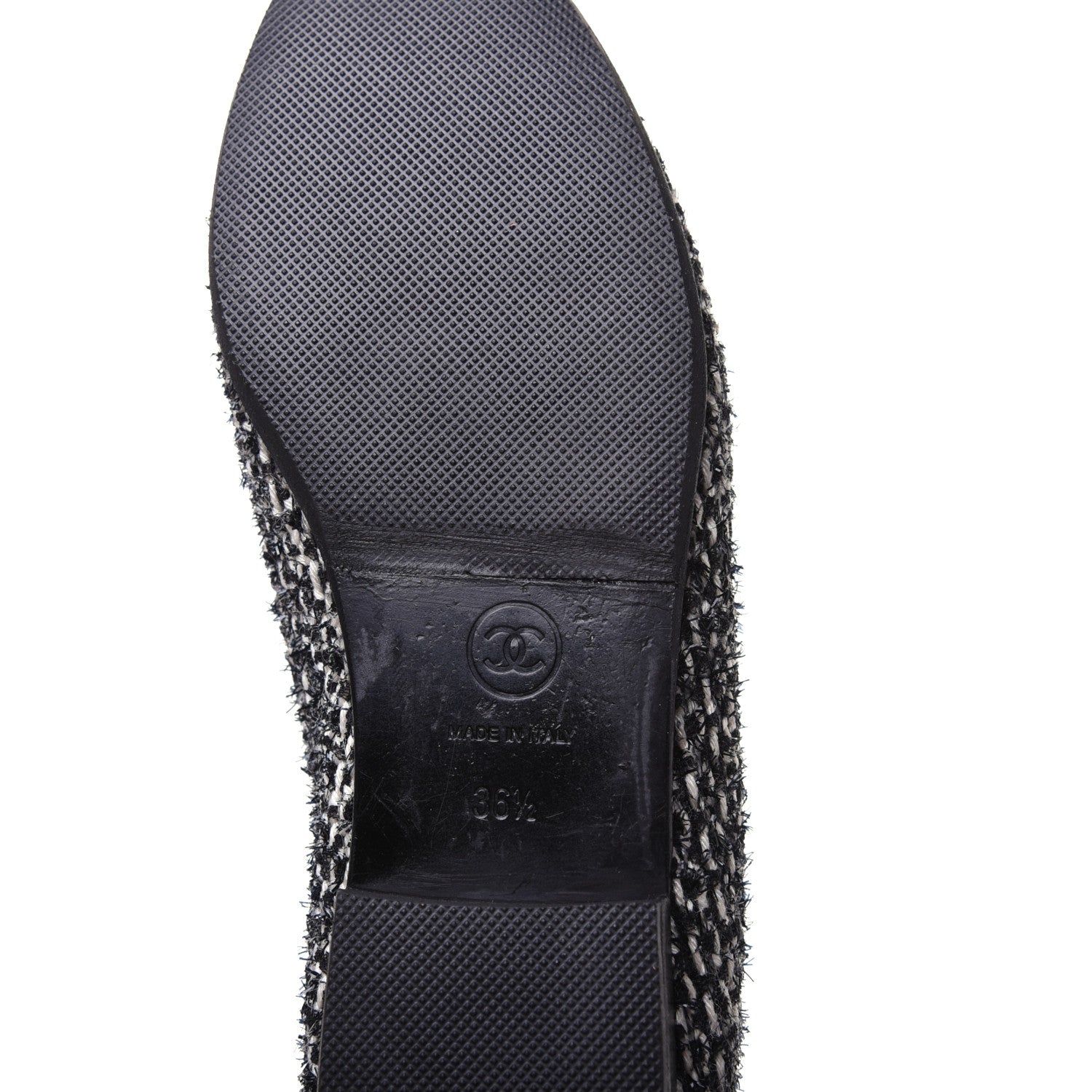 Chanel Tweed Cap Toe Ballerina Flats 36.5 Black White 6 of 14