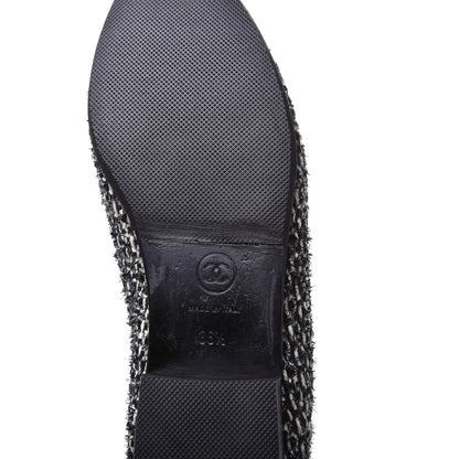 Chanel Tweed Cap Toe Ballerina Flats 36.5 Black White 6 of 14