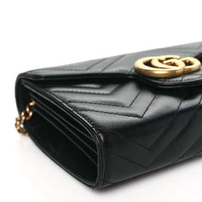 Gucci Calfskin Matelasse GG Marmont Chain Wallet Black 9 of 10