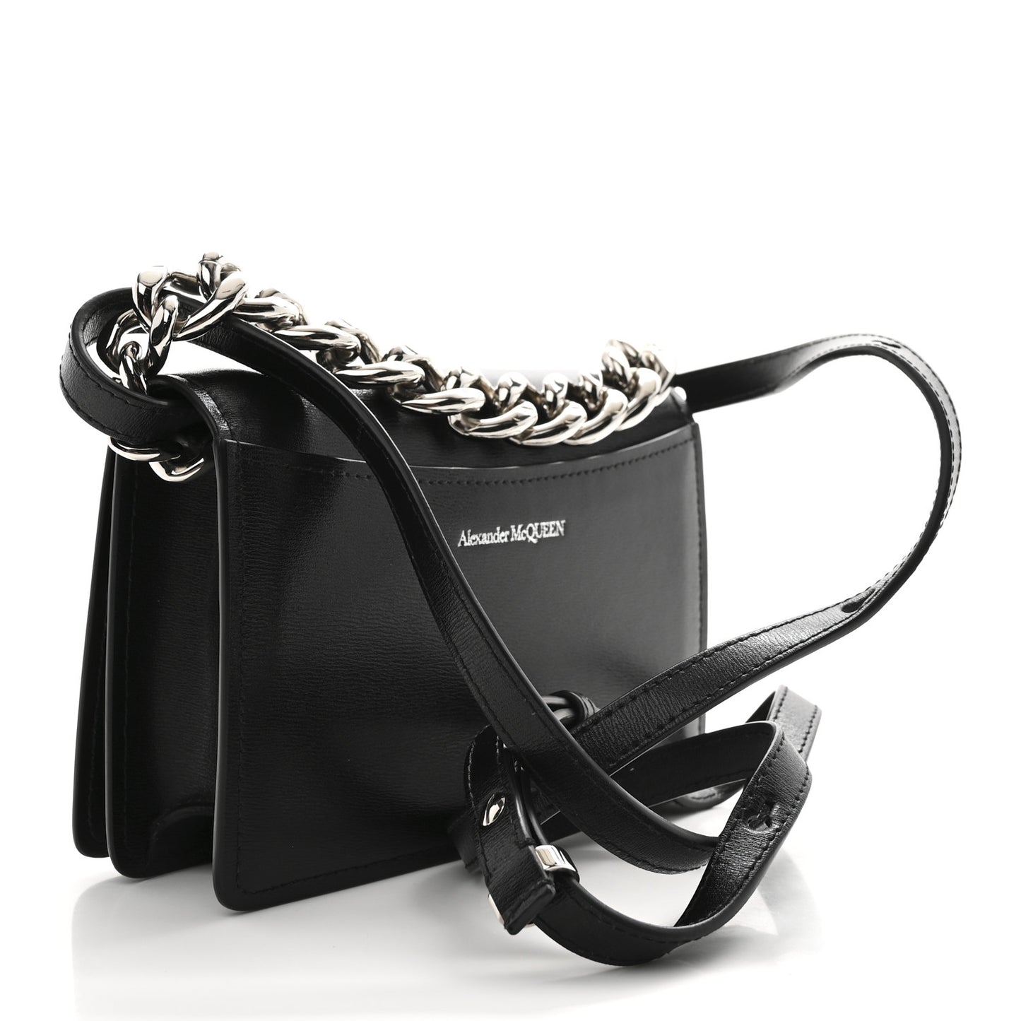 Smooth Calfskin Mini The Four Ring Knuckle Chain Shoulder Bag Black