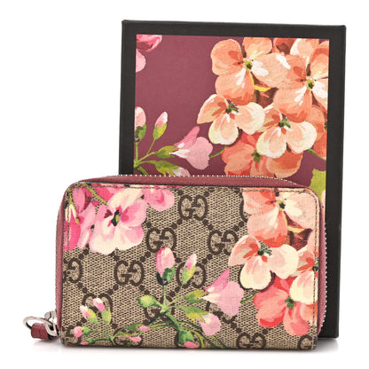 Gucci GG Supreme Monogram Blooms Zip Around Card Case Wallet Beige Multicolor Dry Rose 7 of 7