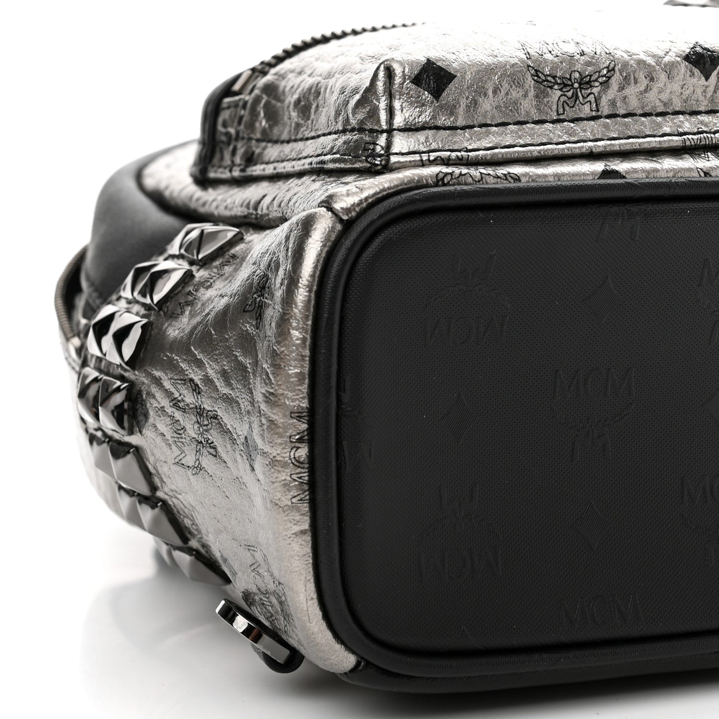 Metallic Visetos Studded X-Mini Bebe Boo Backpack Silver