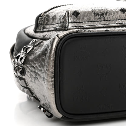 MCM Metallic Visetos Studded X-Mini Bebe Boo Backpack Silver 8 of 12