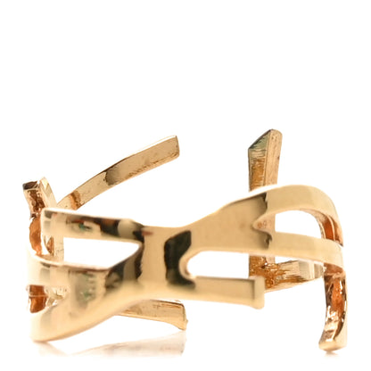Saint Laurent Straited Brass Monogram Ring 6 Gold 3 of 5