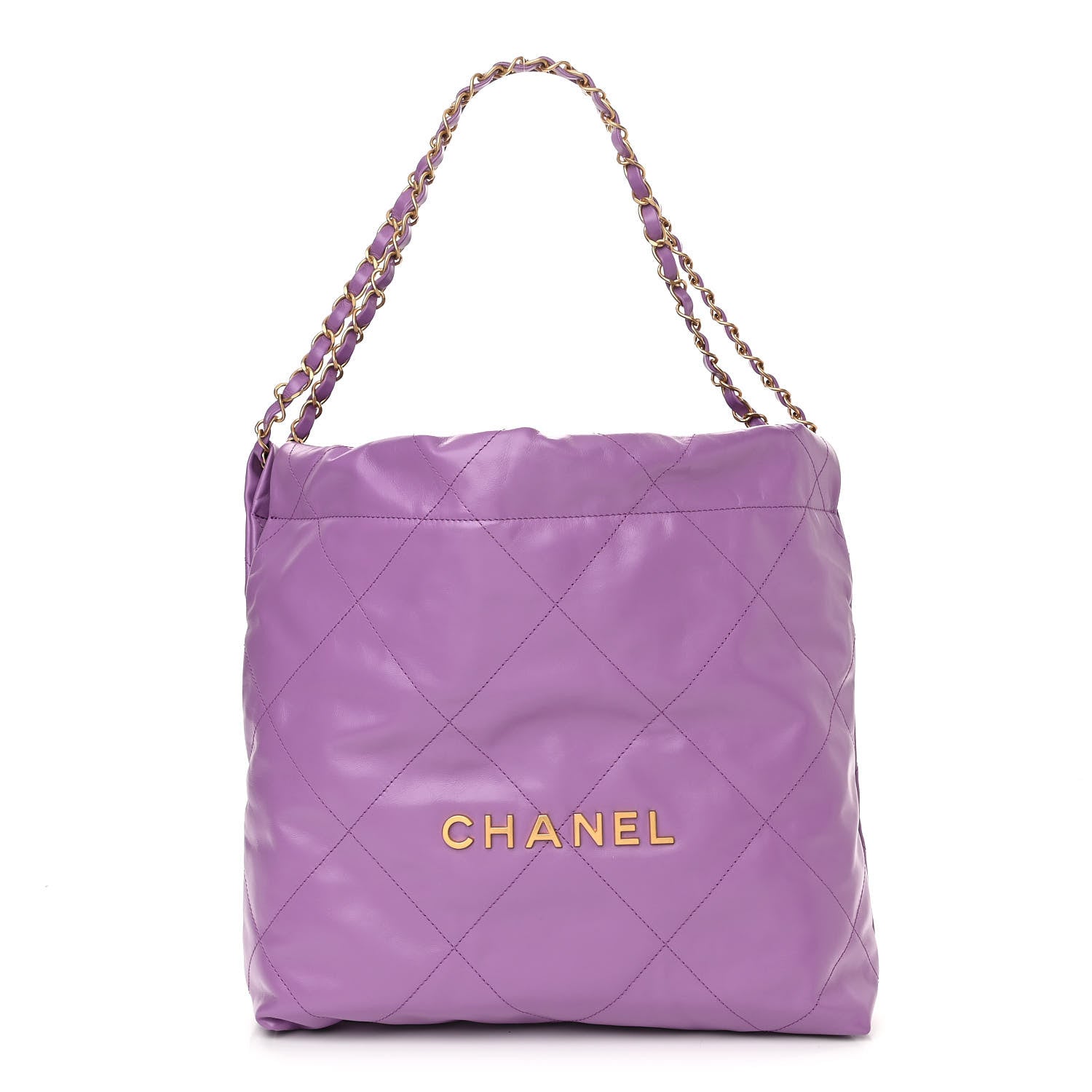 Chanel Shiny Calfskin Quilted Small Chanel 22 Purple 3 of 12