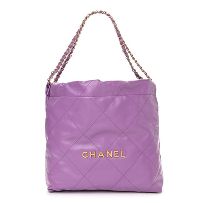 Chanel Shiny Calfskin Quilted Small Chanel 22 Purple 3 of 12