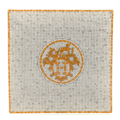 Hermes Porcelain Mosaique Au 24 Square Plate N°3 Gold 1 of 6