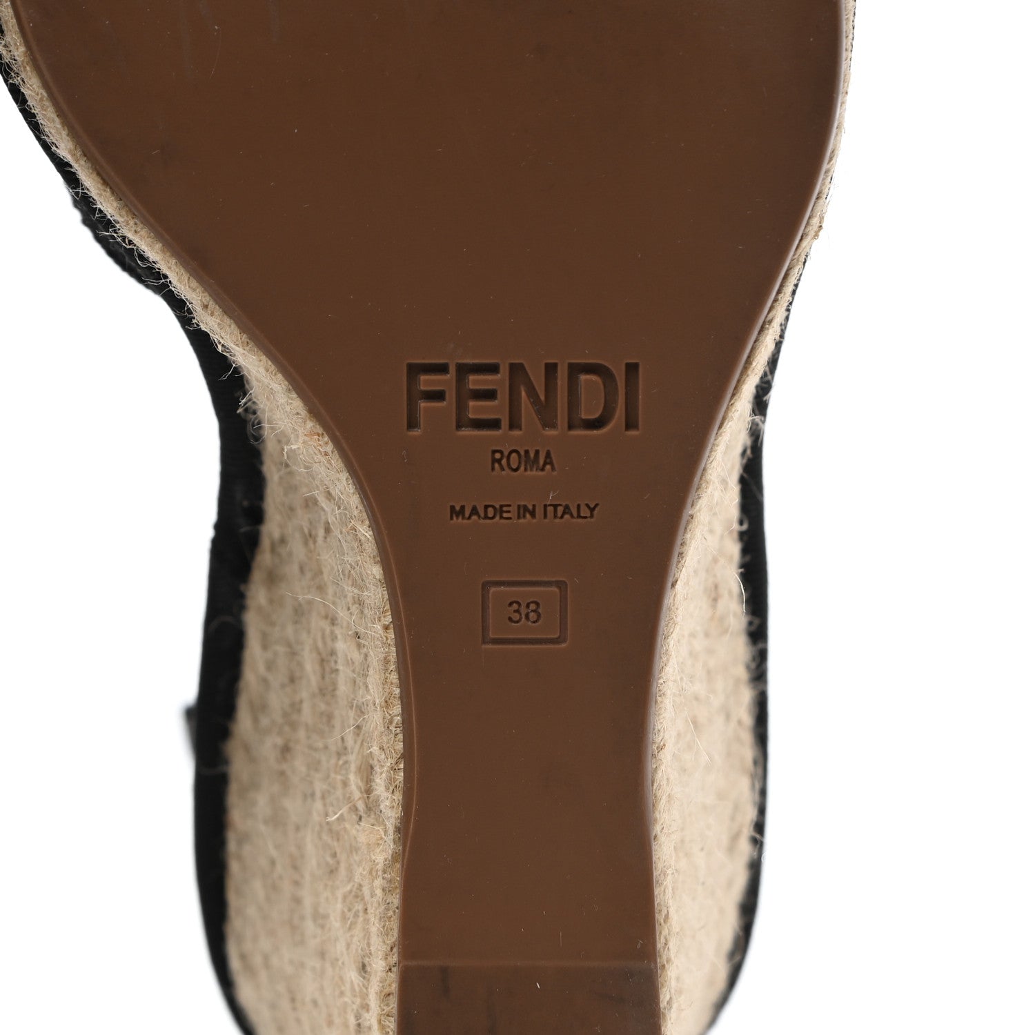 Fendi Canvas FF Embroidered Roma Ankle Wrap Espadrille Wedges 38 Black 6 of 8