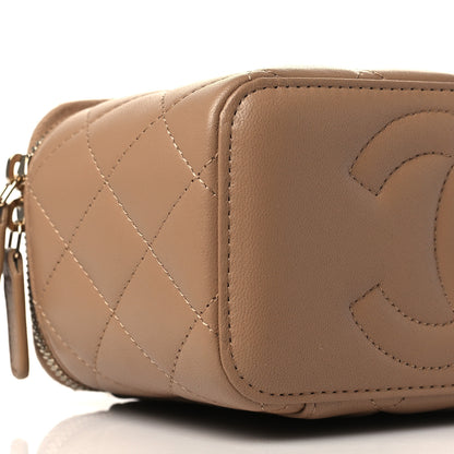 Chanel Lambskin Quilted Metal Small Top Handle Vanity Case With Chain Beige 10 of 12