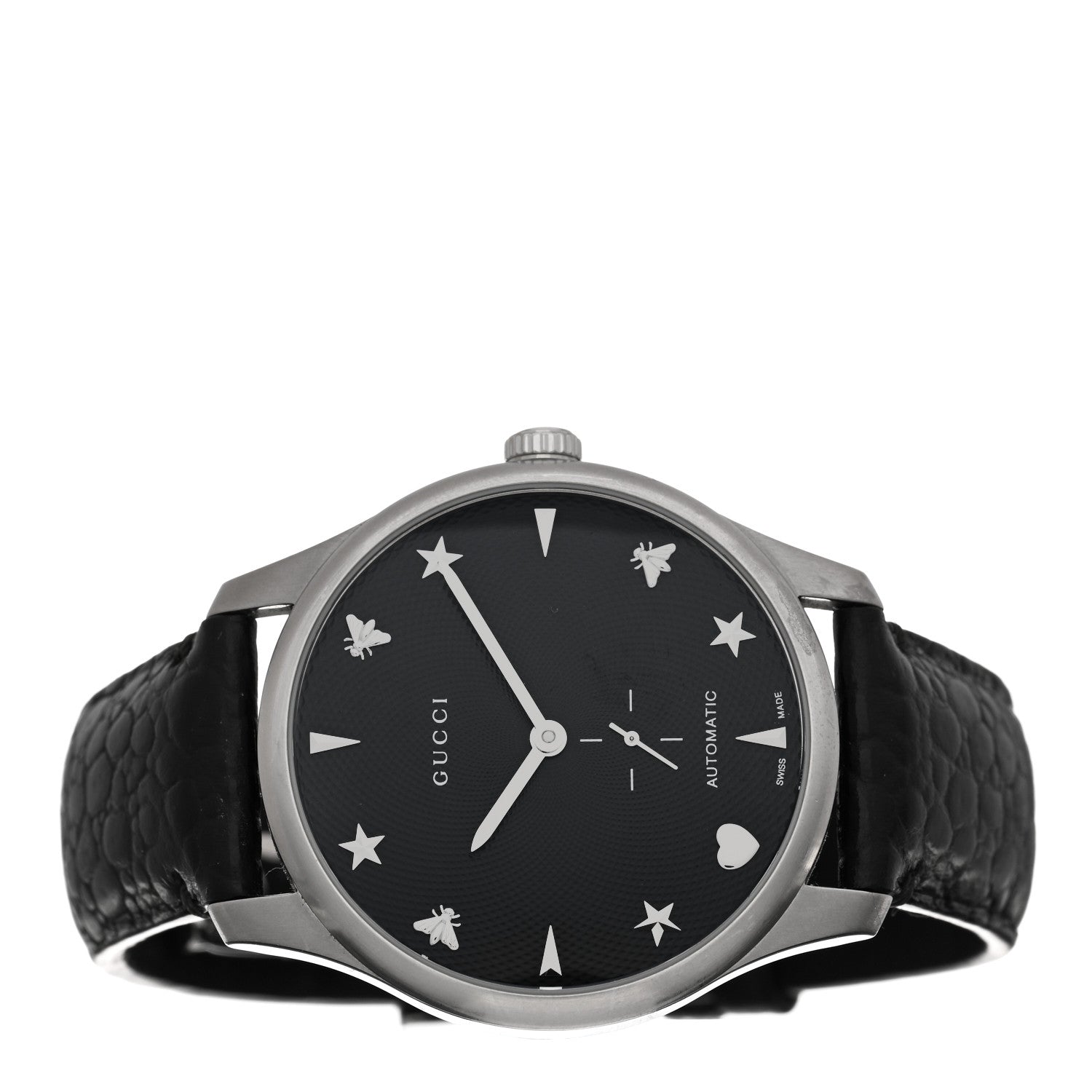 Gucci Stainless Steel Calfskin 40mm G-Timeless Charm Automatic Watch Black 2 of 4