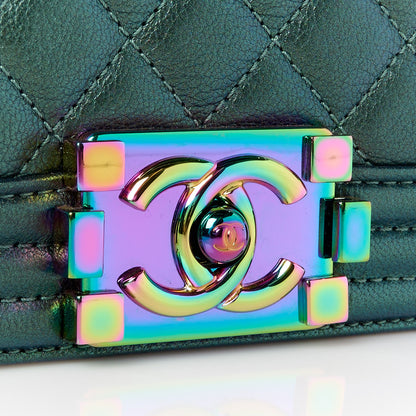 Chanel Iridescent Goatskin Quilted Medium Boy Flap Green 7 of 9