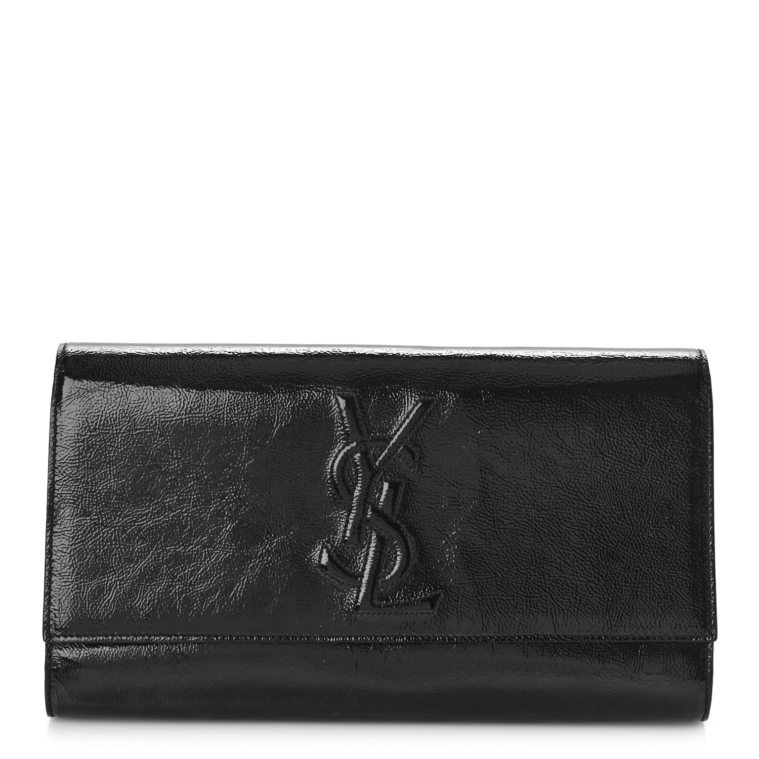 Saint Laurent Textured Patent Monogram Large Belle De Jour Clutch Black 1 of 8