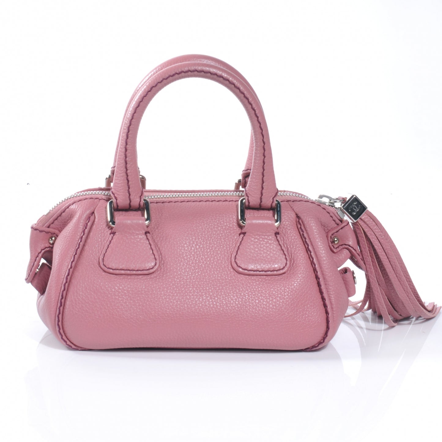 Leather Small Tassel Handbag Pink