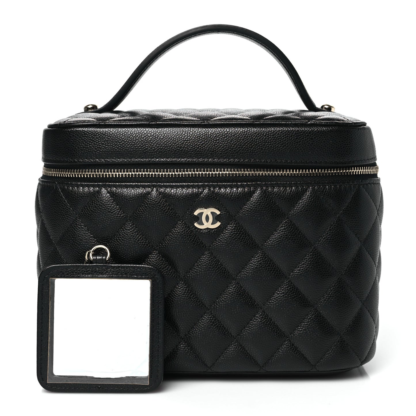 Caviar Quilted Large Vanity Pouch Black