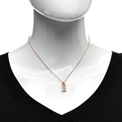 Hermes 18K Rose Gold Diamond Amulettes Cadenas Pendant Necklace 2 of 5