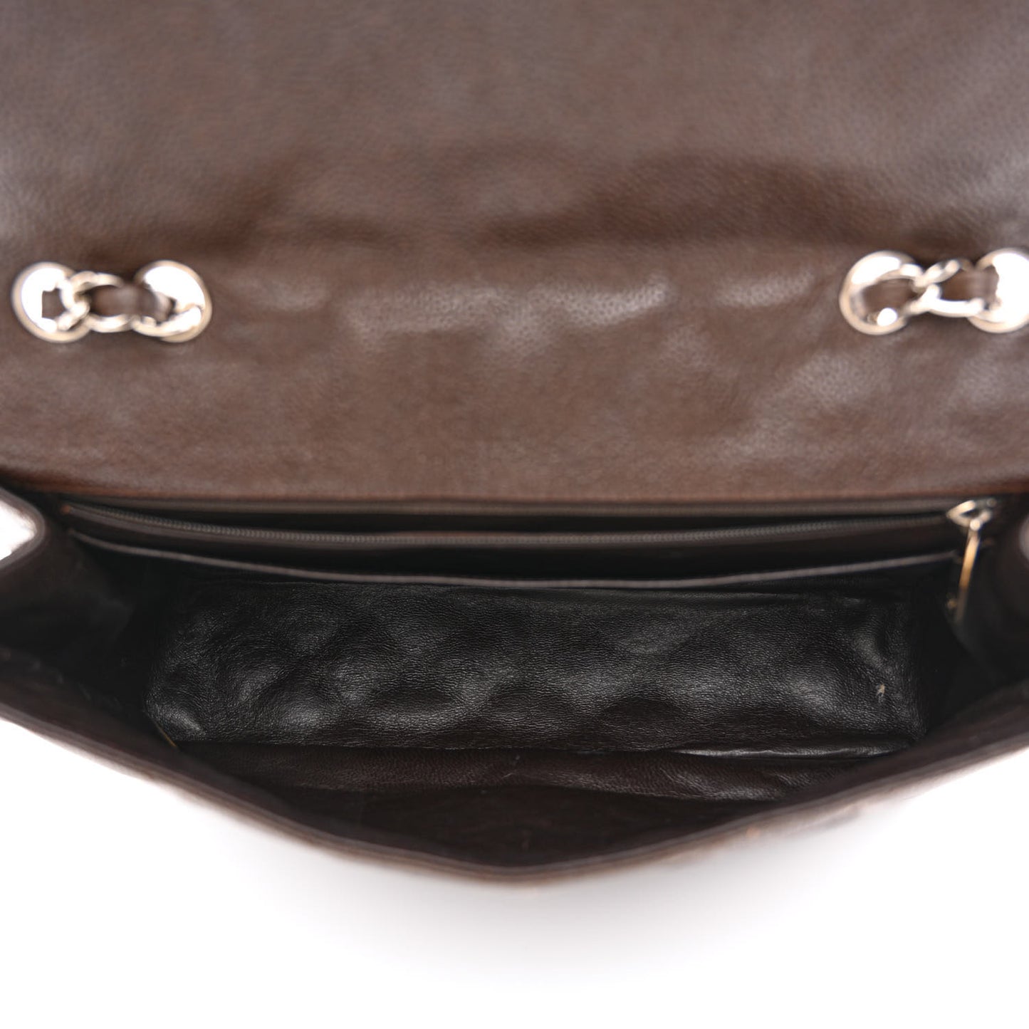 Caviar Quilted Jumbo Single Flap Dark Brown