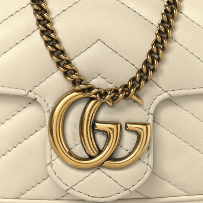 Gucci Calfskin Matelasse Super Mini GG Marmont Shoulder Bag White 8 of 10