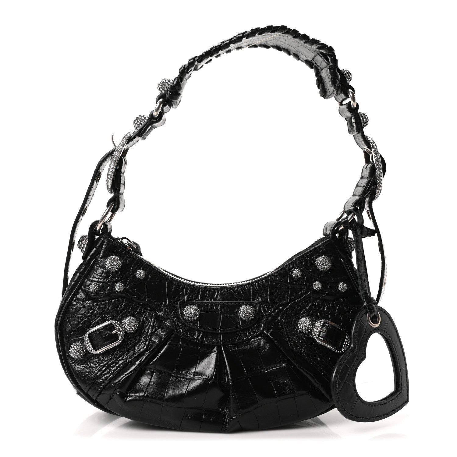Balenciaga Extra Supple Calfskin Crystal Crocodile Embossed Le