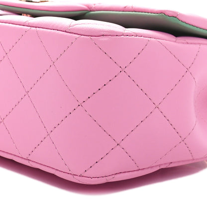 Chanel Lambskin Quilted Bi-Color Mini Top Handle Rectangular Flap Light Lilac Light Green 10 of 11