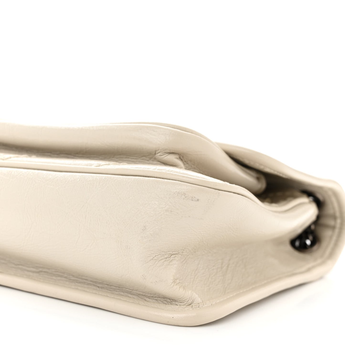 Crinkled Calfskin Matelasse Monogram Baby Niki Chain Satchel Ivory