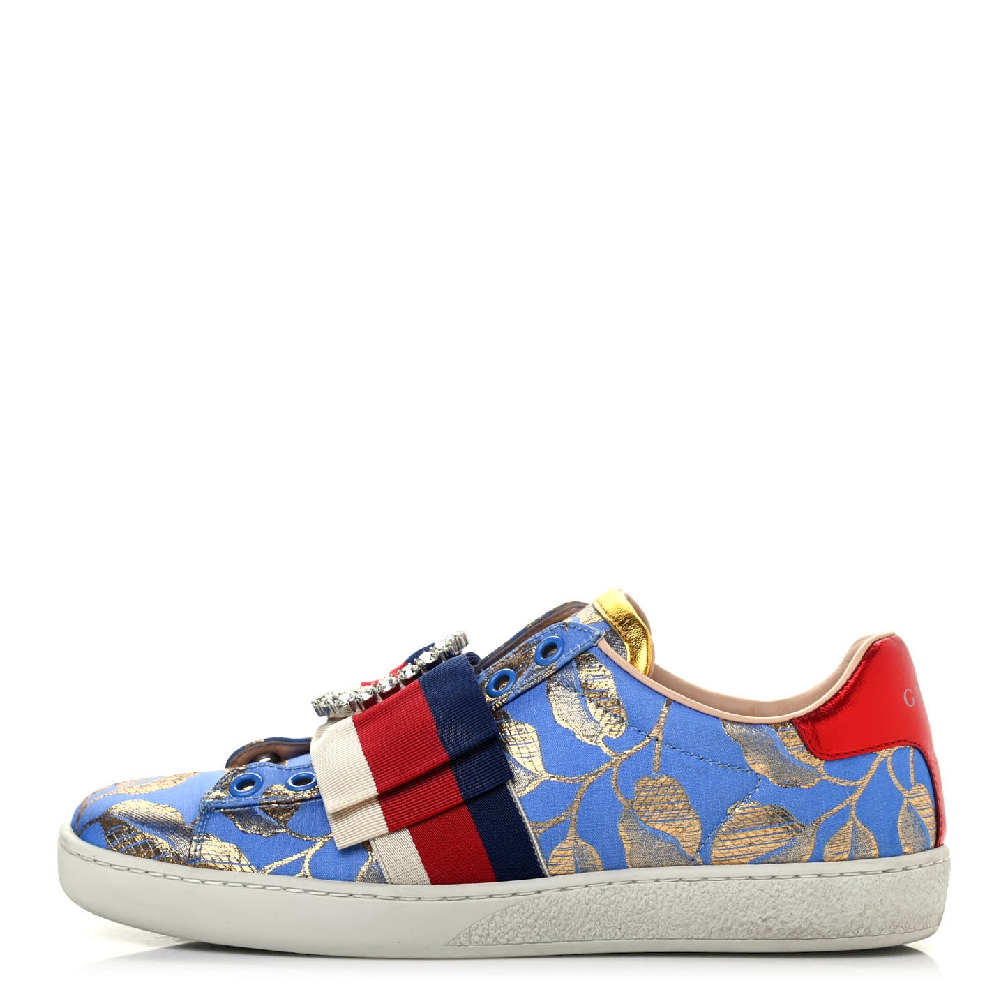 Lurex Jacquard Crystal Sylvie Web Branches Womens Ace Sneakers 35 Pervinca Gold