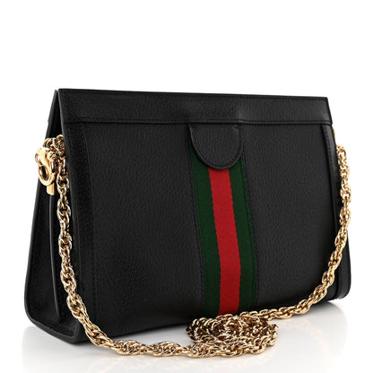 Gucci Calfskin GG Web Small Ophidia Chain Shoulder Bag Black 3 of 11
