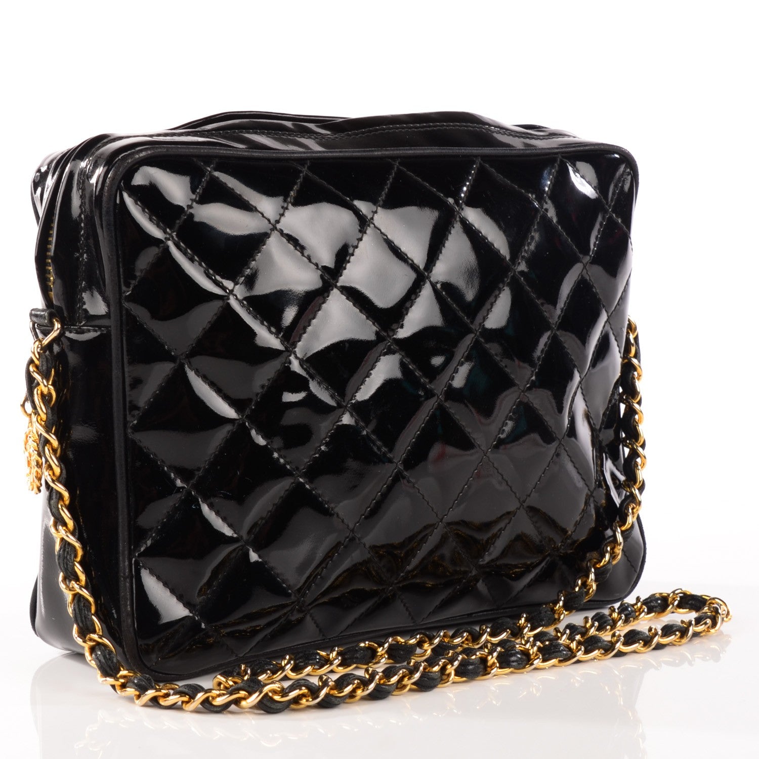 Chanel Patent Quilted Camera Case Black 3 of 10