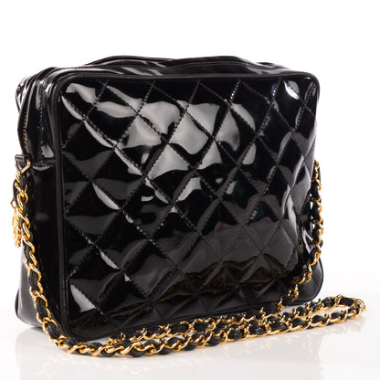 Chanel Patent Quilted Camera Case Black 3 of 10