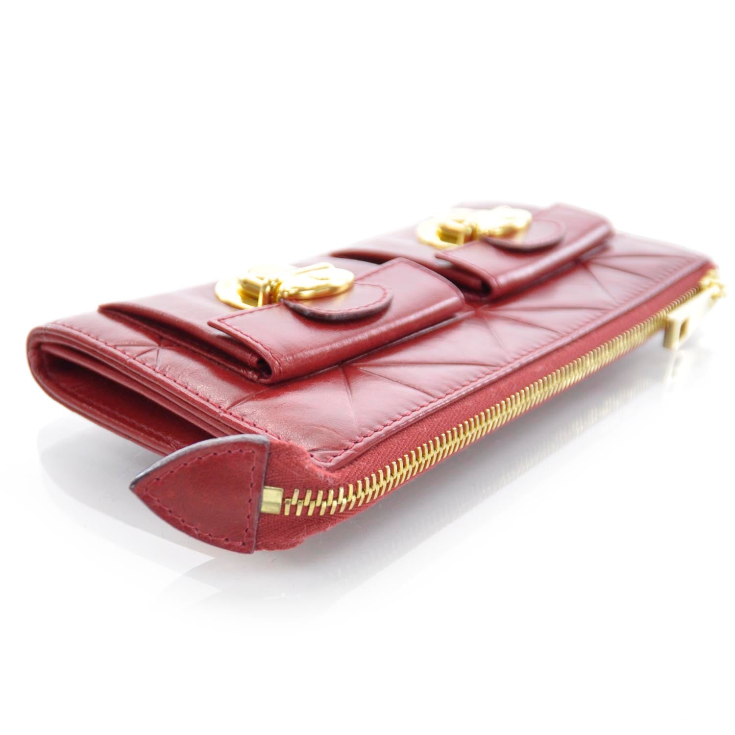 Marc Jacobs Leather Patchwork Zip Clutch Wallet Cherry Tart 4 of 7