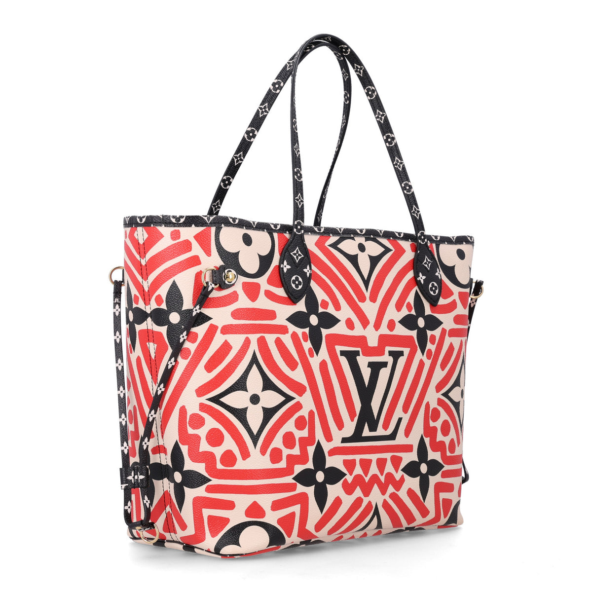Monogram Giant Crafty Neverfull MM Creme Rouge Black