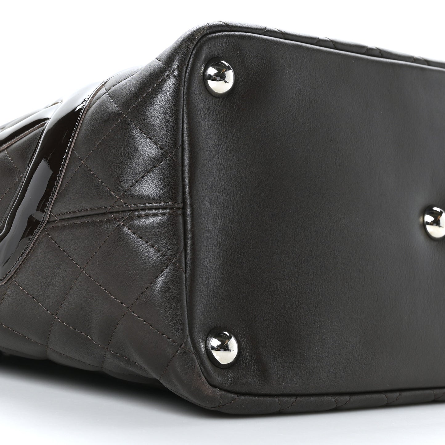 Calfskin Quilted Large Cambon Tote Brown