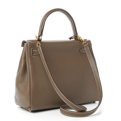 Hermes Taurillon Clemence Kelly Retourne 28 Etoupe 3 of 10