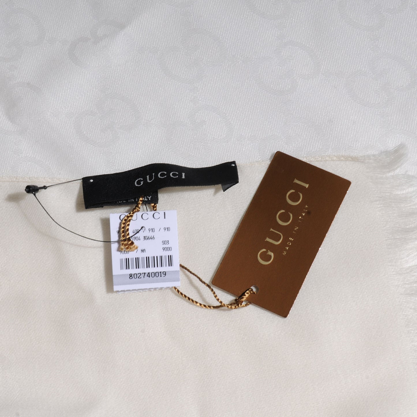 Wool Silk Monogram Scarf White