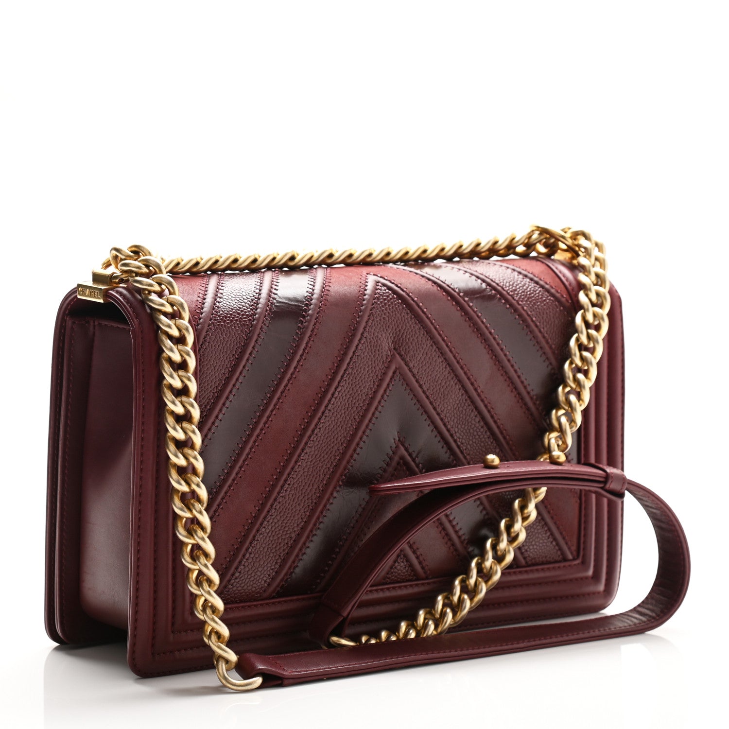 Chanel Caviar Suede Calfskin Chevron New Medium Boy Flap Burgundy 2 of 10