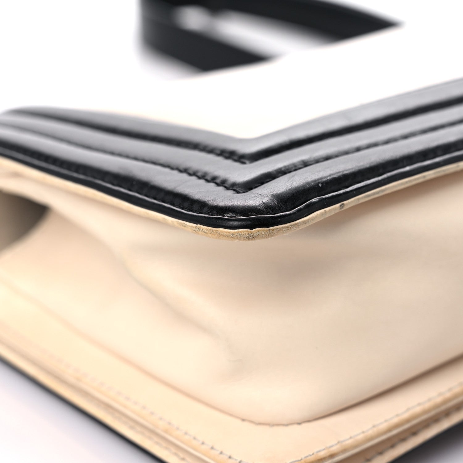 Chanel Glazed Calfskin Medium Boy Flap White Black 9 of 29