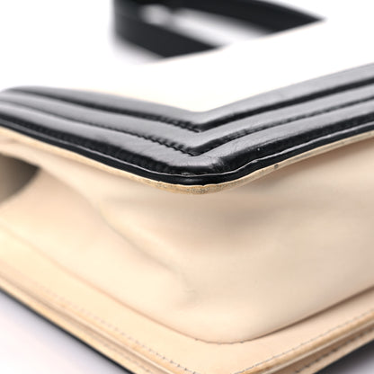 Chanel Glazed Calfskin Medium Boy Flap White Black 9 of 29